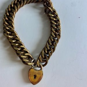 Vintage gold plated bracelet with heart lock